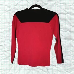 Joseph A Quest, S | Vintage Retro Deep Pink And Black Long Sleeve Silk Top